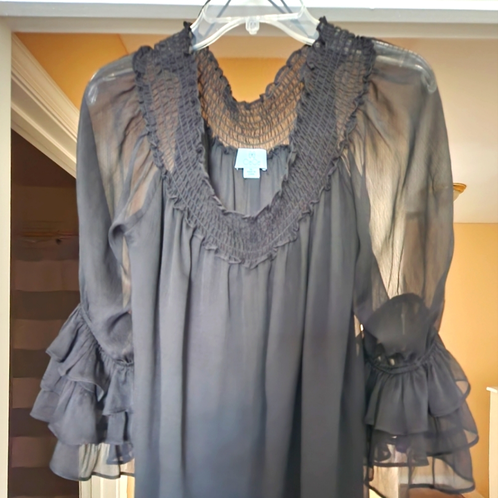 CeCe Black sheer Blouse